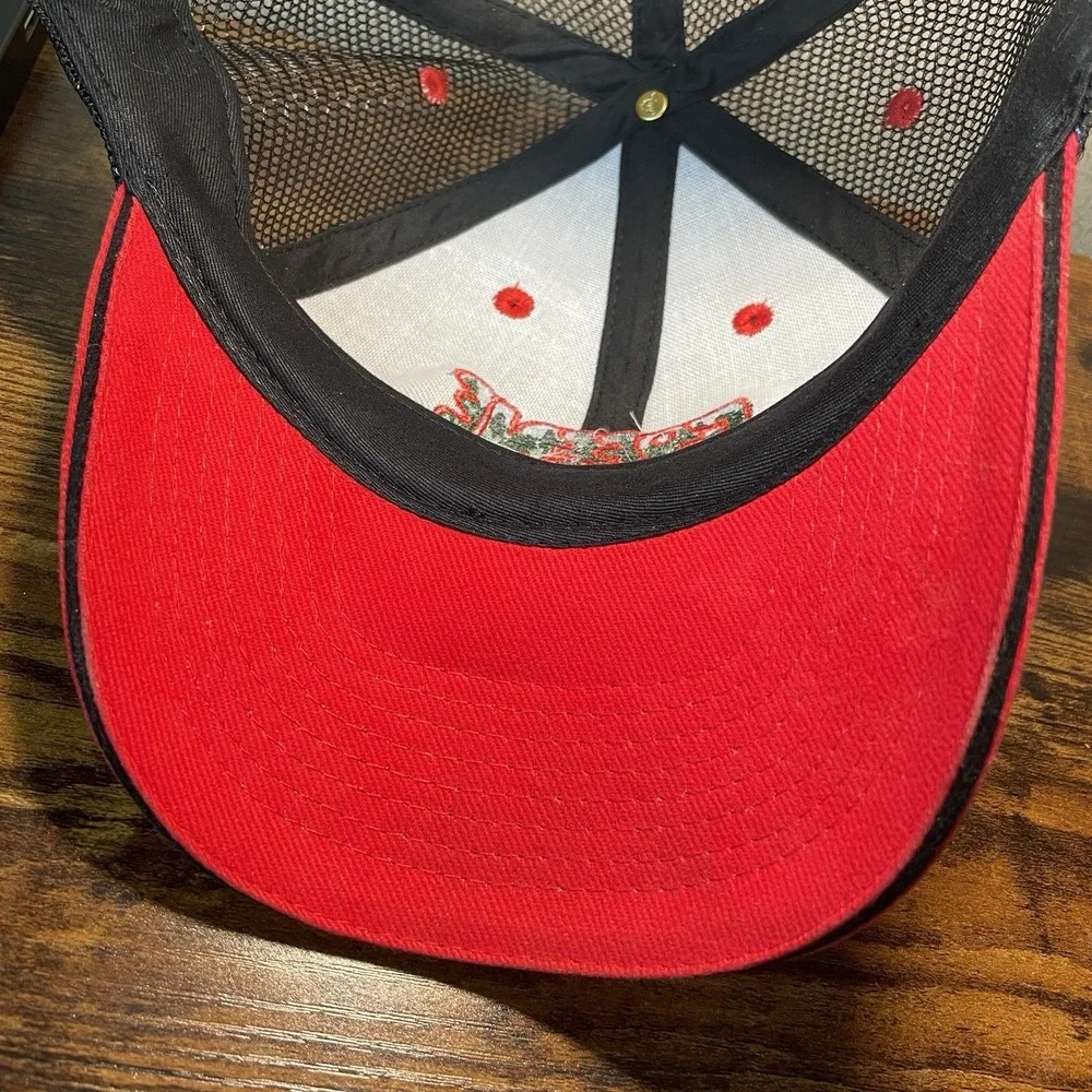 Greene's Logging Trucker Hat- Otto Cap 84-483 Black and Red Mesh Snapback